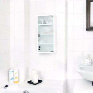 medicijnkastje xl - rvs - metaal - glas - 57 x 27 x 12 cm - wit