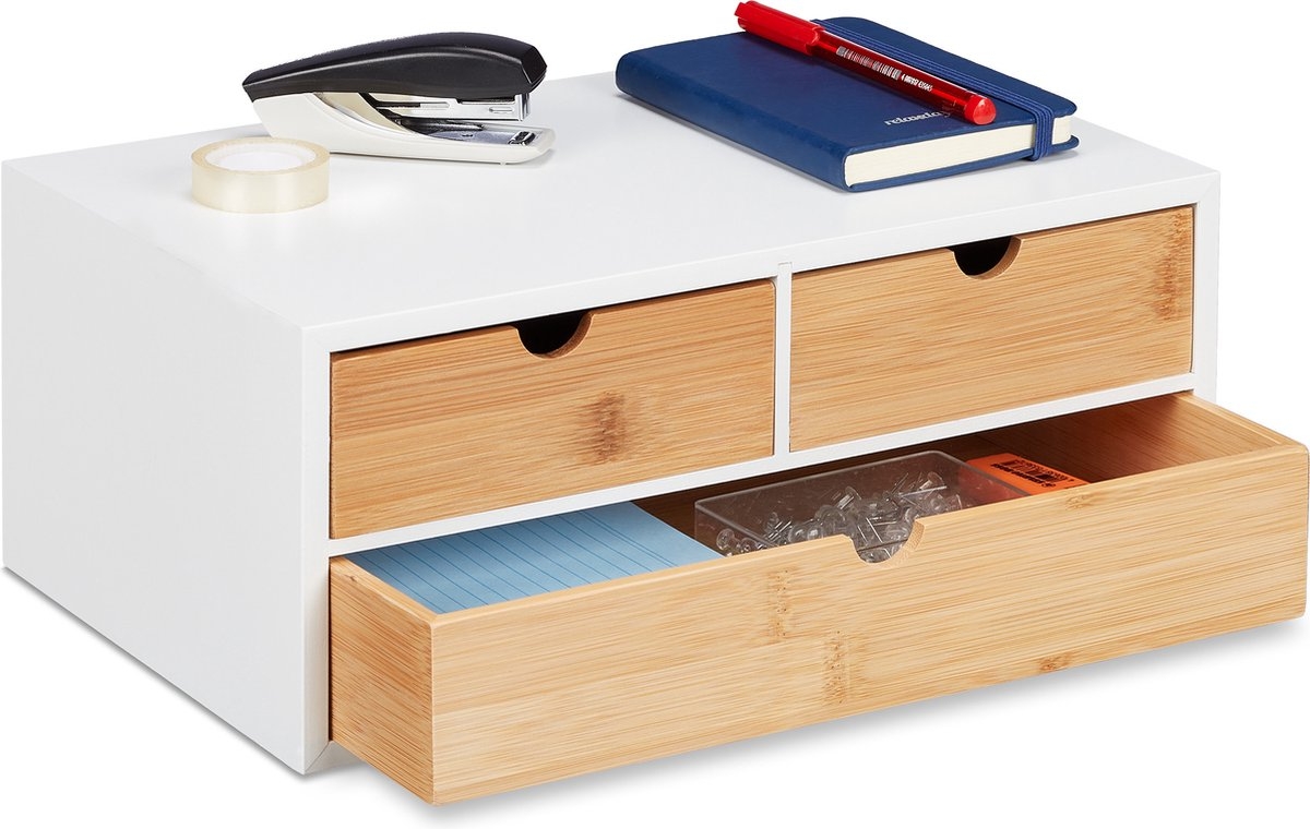 bureau organizer - met 3 lades - bamboe - MDF - 14 x 33 x 21 cm - Afbeelding 5