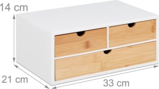 bureau organizer - met 3 lades - bamboe - MDF - 14 x 33 x 21 cm