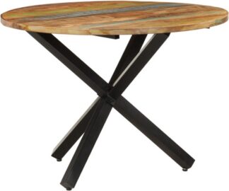 Ronde eettafel  - eetkamertafel - diameter 100 cm - massief gerecycled hout - hoogte 75 cm - bruin met zwart