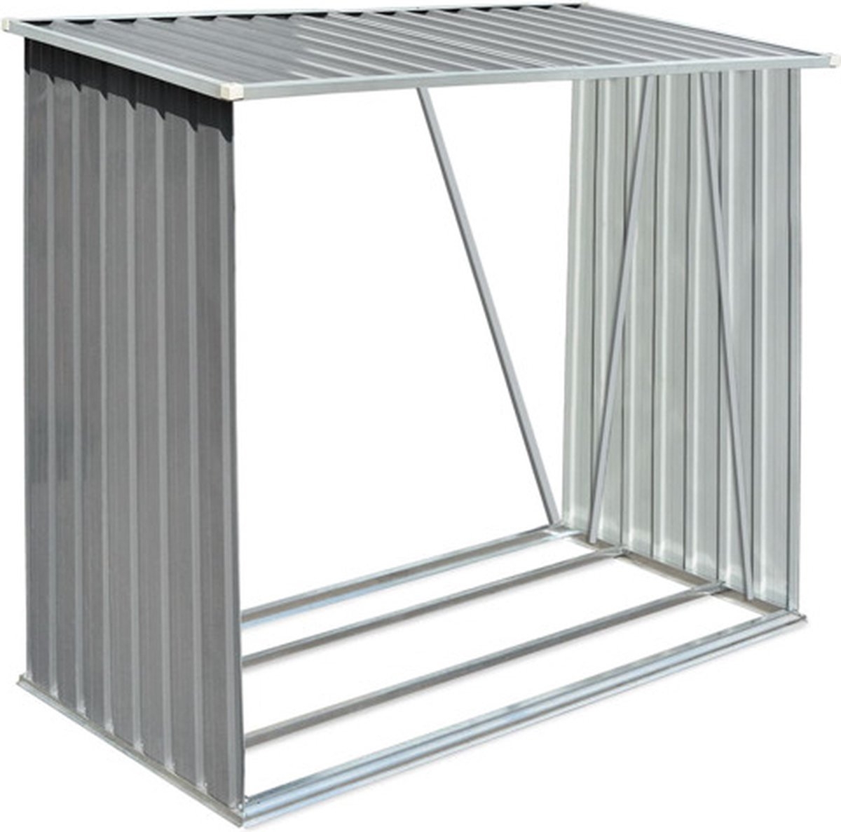 Houthok - openhaardhout berging - haardhoutschuur - 163x83x154 cm - gegalvaniseerd staal - grijs