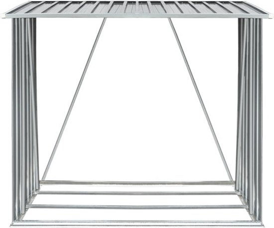 Houthok - openhaardhout berging - haardhoutschuur - 163x83x154 cm - gegalvaniseerd staal - grijs - Afbeelding 5