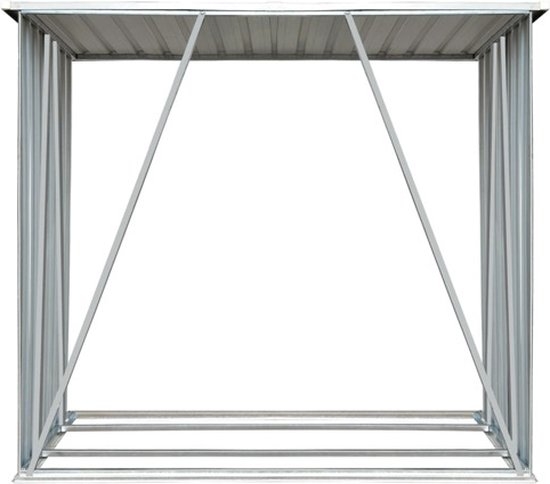 Houthok - openhaardhout berging - haardhoutschuur - 163x83x154 cm - gegalvaniseerd staal - grijs - Afbeelding 6
