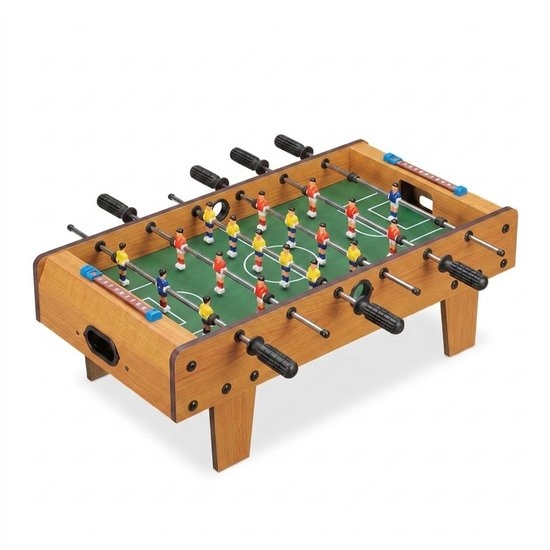 tafelvoetbal - voetbaltafel - compact model - 69x37 cm - groen met bruin
