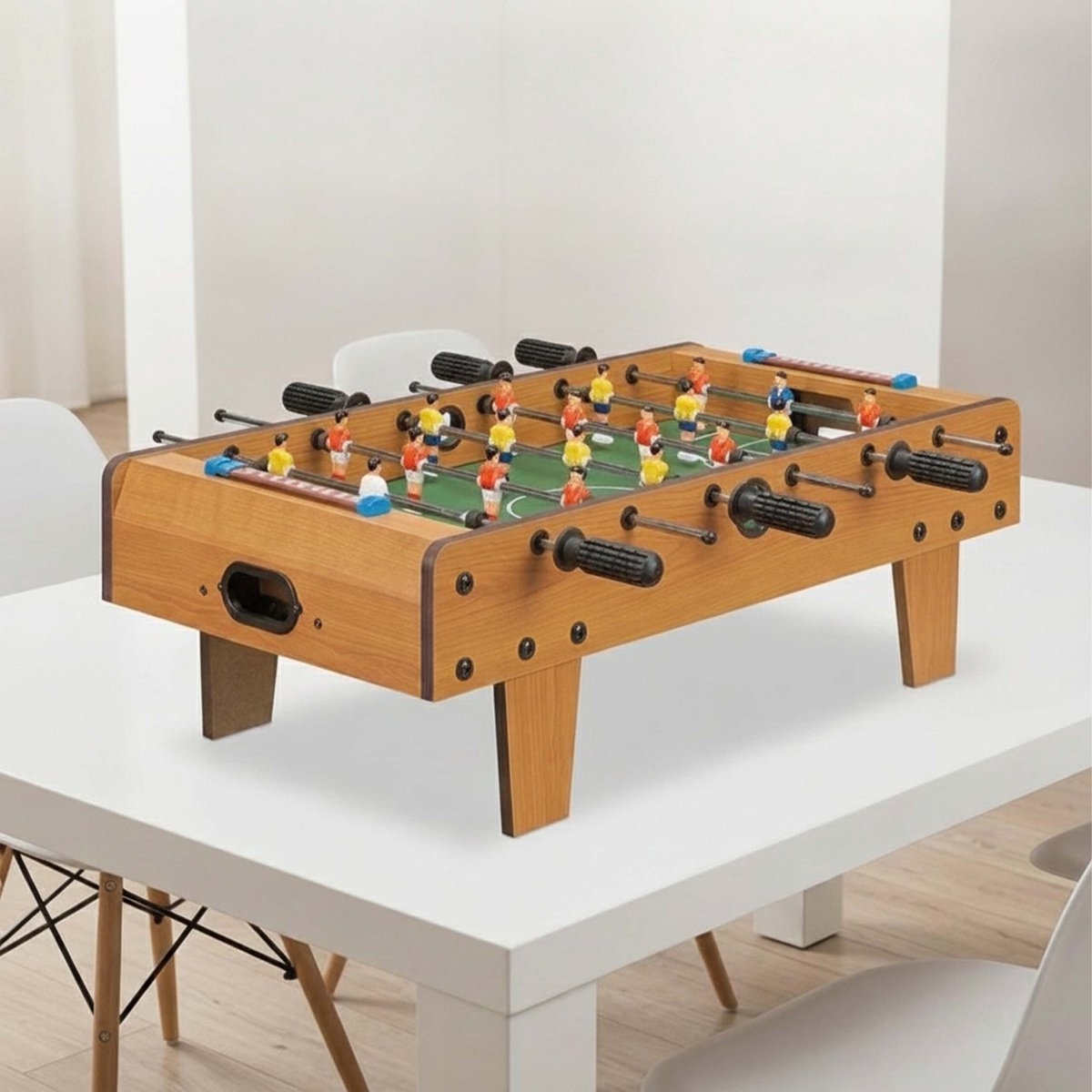 tafelvoetbal - voetbaltafel - compact model - 69x37 cm - groen met bruin - Afbeelding 12