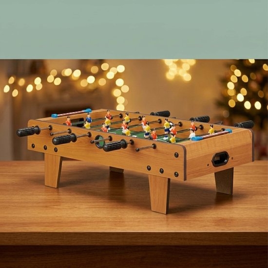 tafelvoetbal - voetbaltafel - compact model - 69x37 cm - groen met bruin - Afbeelding 13