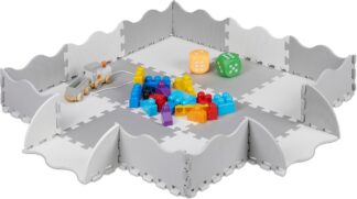 speelmat - 25-delig - foam 0,77 m² - met rand - puzzelmat baby - kruipmat - grijs-wit