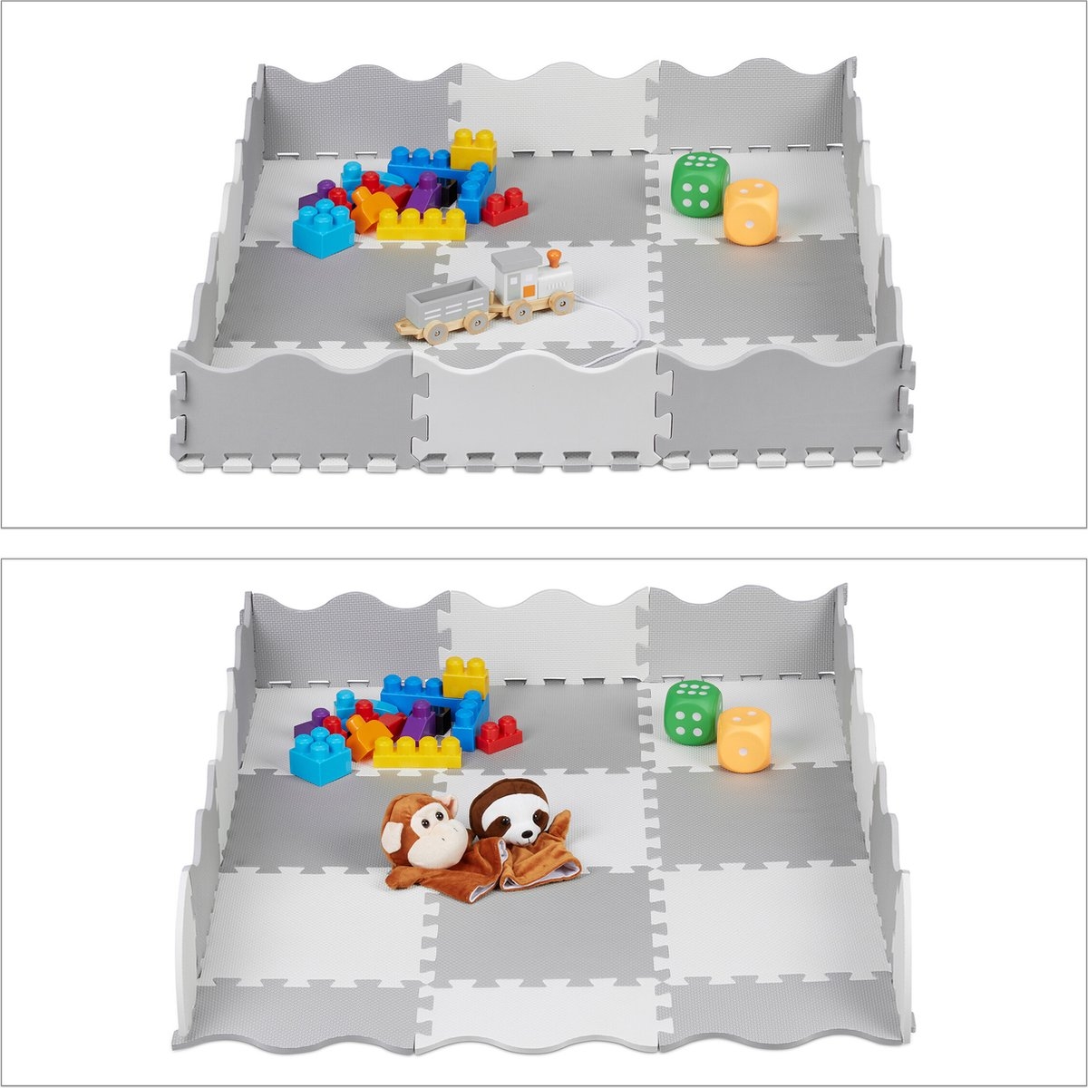 speelmat - 25-delig - foam 0,77 m² - met rand - puzzelmat baby - kruipmat - grijs-wit - Afbeelding 11
