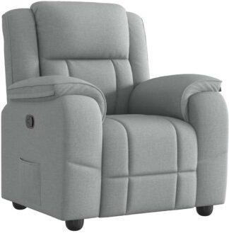 Relaxfauteuil - verstelbaar - zacht stof - lichtgrijs