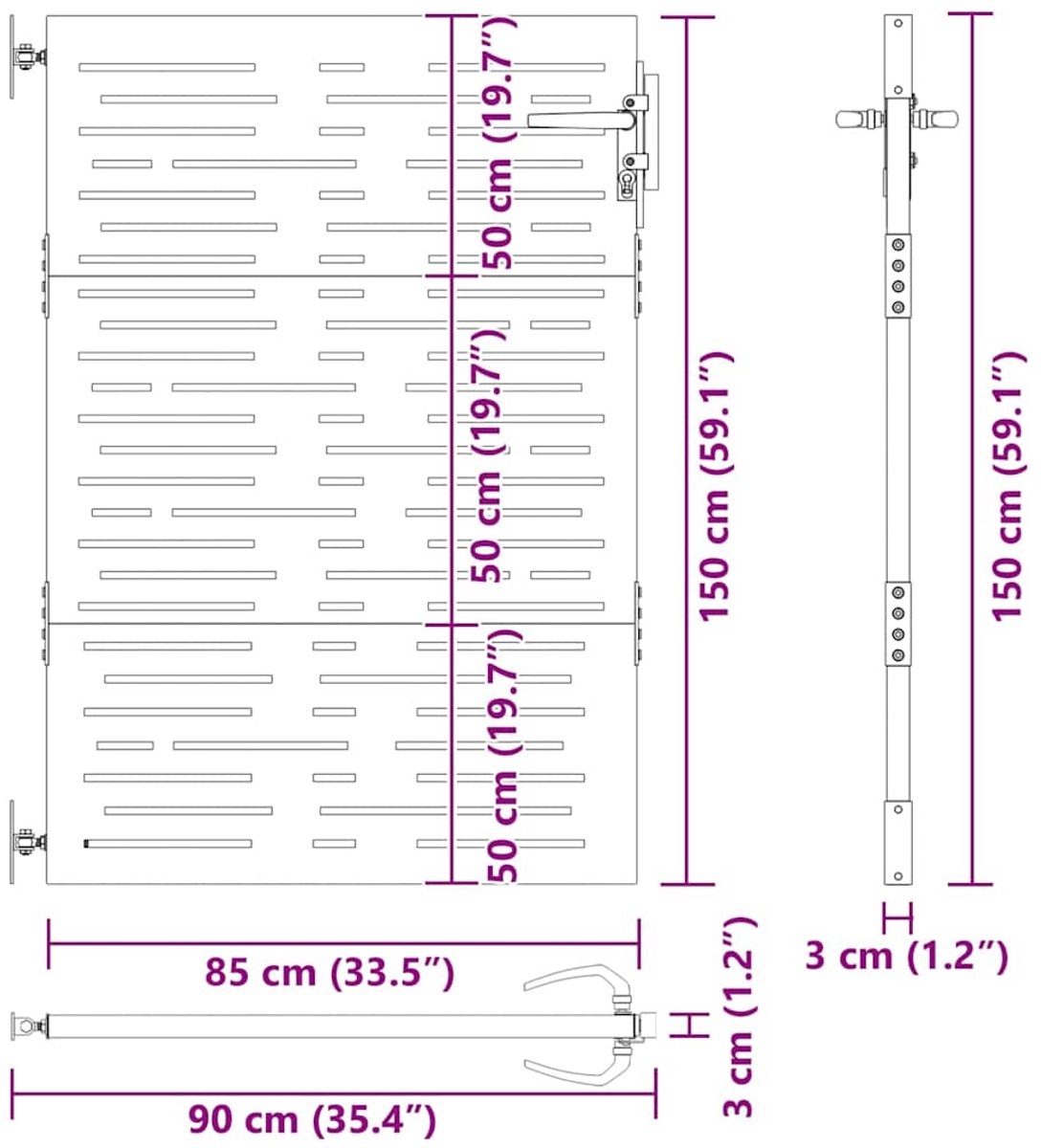 Stalen poort / tuindeur - 150 cm hoog - 85 cm breed - 150x85 cm - cortenstaal - Afbeelding 11