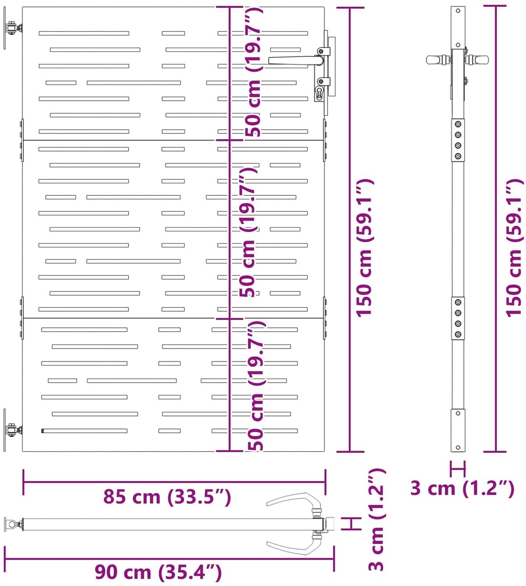 Stalen poort / tuindeur - 150 cm hoog - 85 cm breed - 150x85 cm - cortenstaal - Afbeelding 20