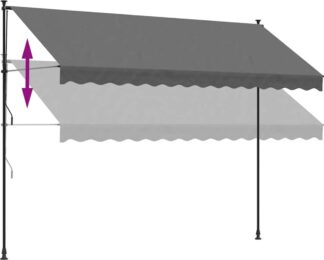 Zonnescherm - balkon zonnescherm - breedte 150 cm -  uittrekbaar - 350x150 - cm - stof - grijs antraciet