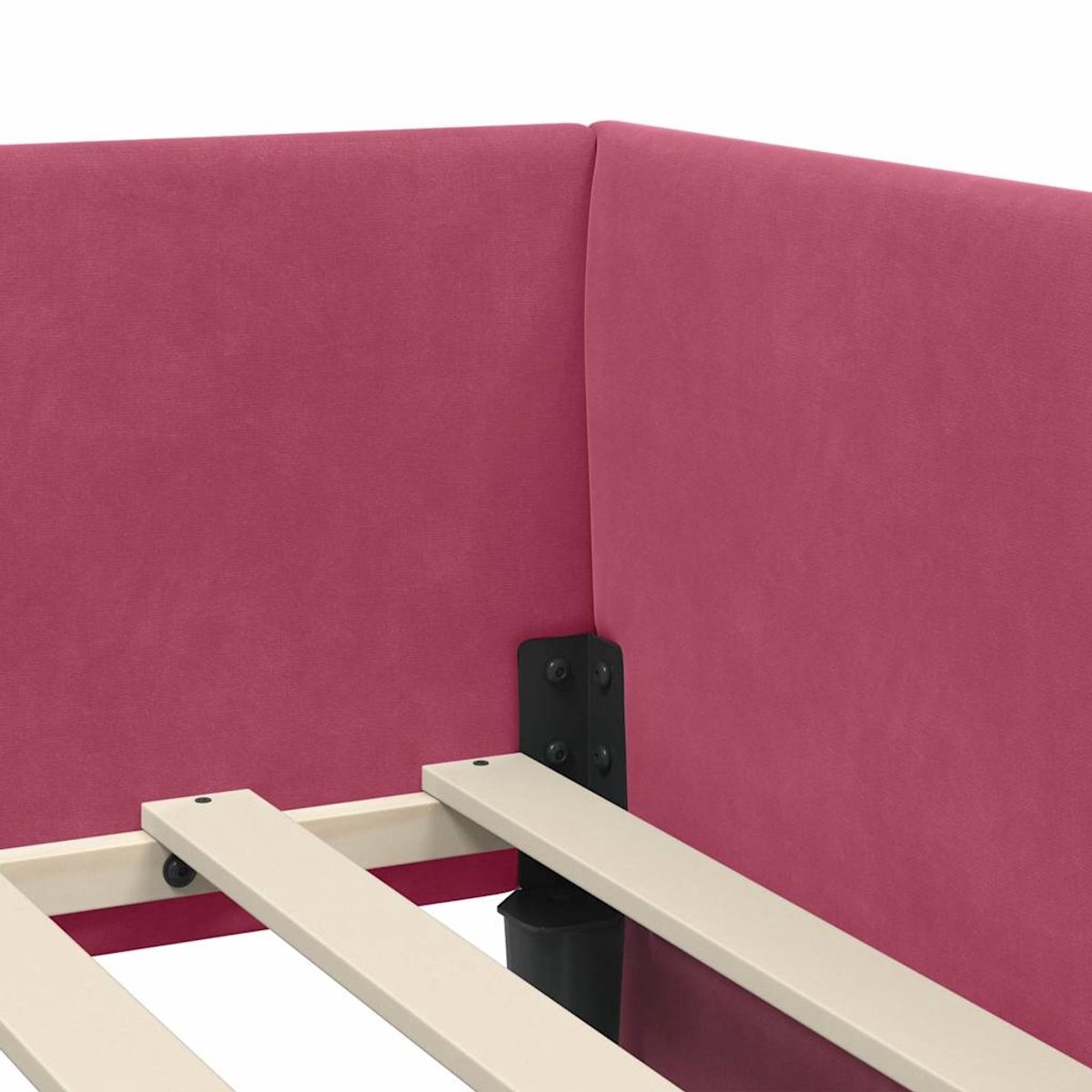 Eenpersoonsbed - hoekbed - bedframe - wijnrood - 90x190 cm - fluweel bekleding - Afbeelding 8