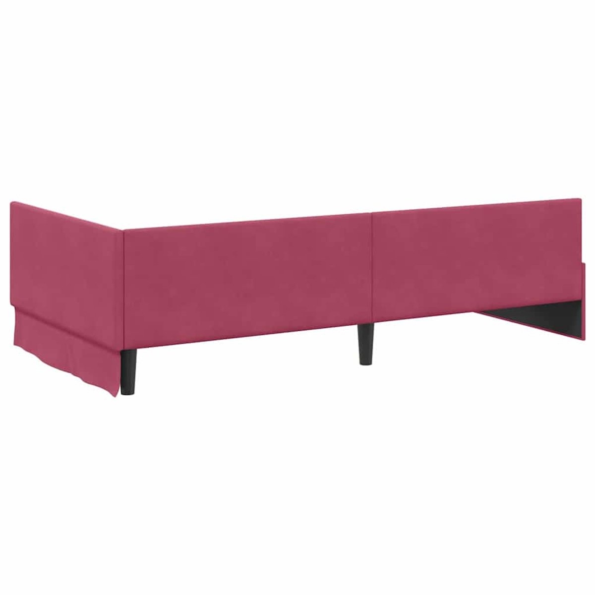 Eenpersoonsbed - hoekbed - bedframe - wijnrood - 90x190 cm - fluweel bekleding - Afbeelding 11