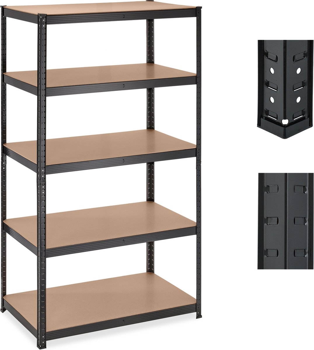 Stellingkast XL - 180x100x60 cm - metaal - maximaal 1250 kg - zwart