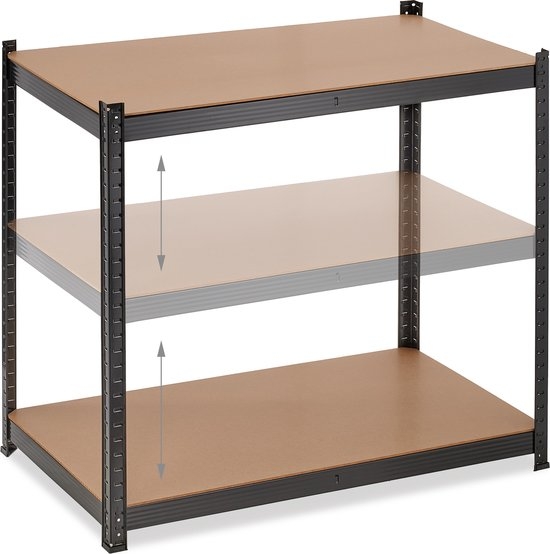 Stellingkast XL - 180x100x60 cm - metaal - maximaal 1250 kg - zwart - Afbeelding 4