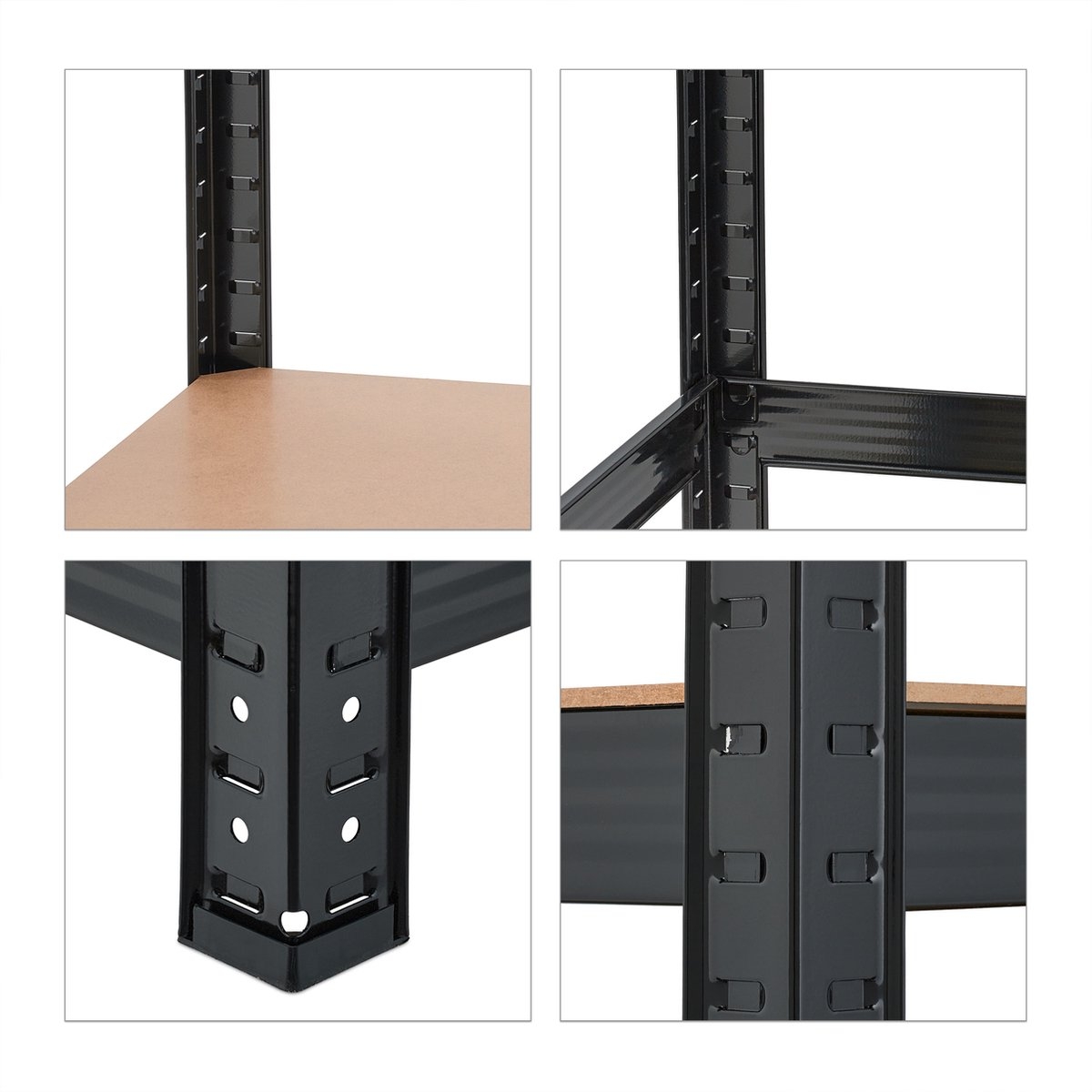 Stellingkast XL - 180x100x60 cm - metaal - maximaal 1250 kg - zwart - Afbeelding 9