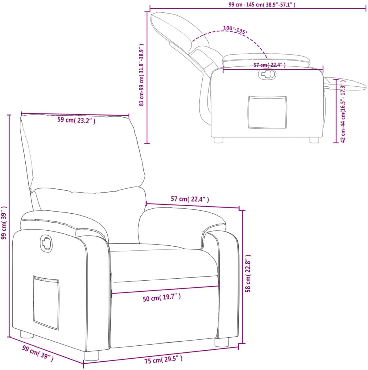 Relaxfauteuil - sta op stoel - verstelbaar - stof - lichtgrijs - Afbeelding 11