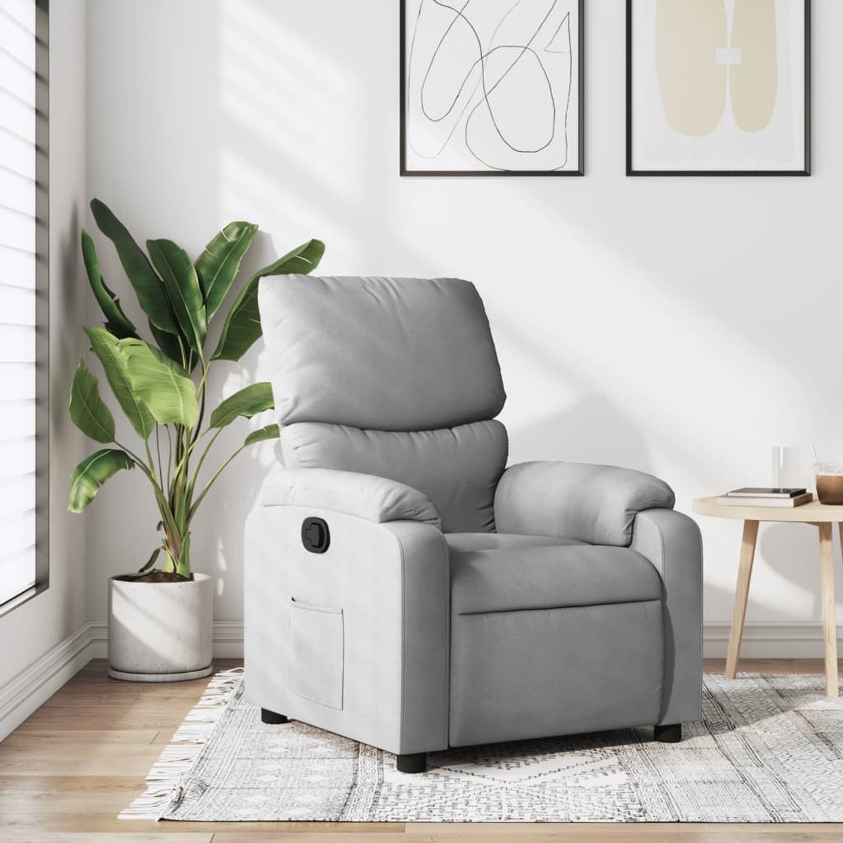 Relaxfauteuil - sta op stoel - verstelbaar - stof - lichtgrijs - Afbeelding 6
