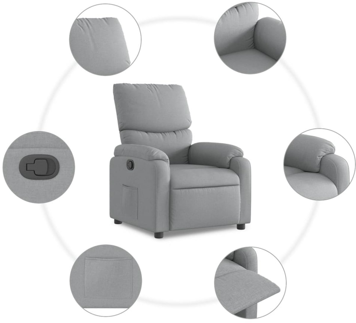 Relaxfauteuil - sta op stoel - verstelbaar - stof - lichtgrijs - Afbeelding 8