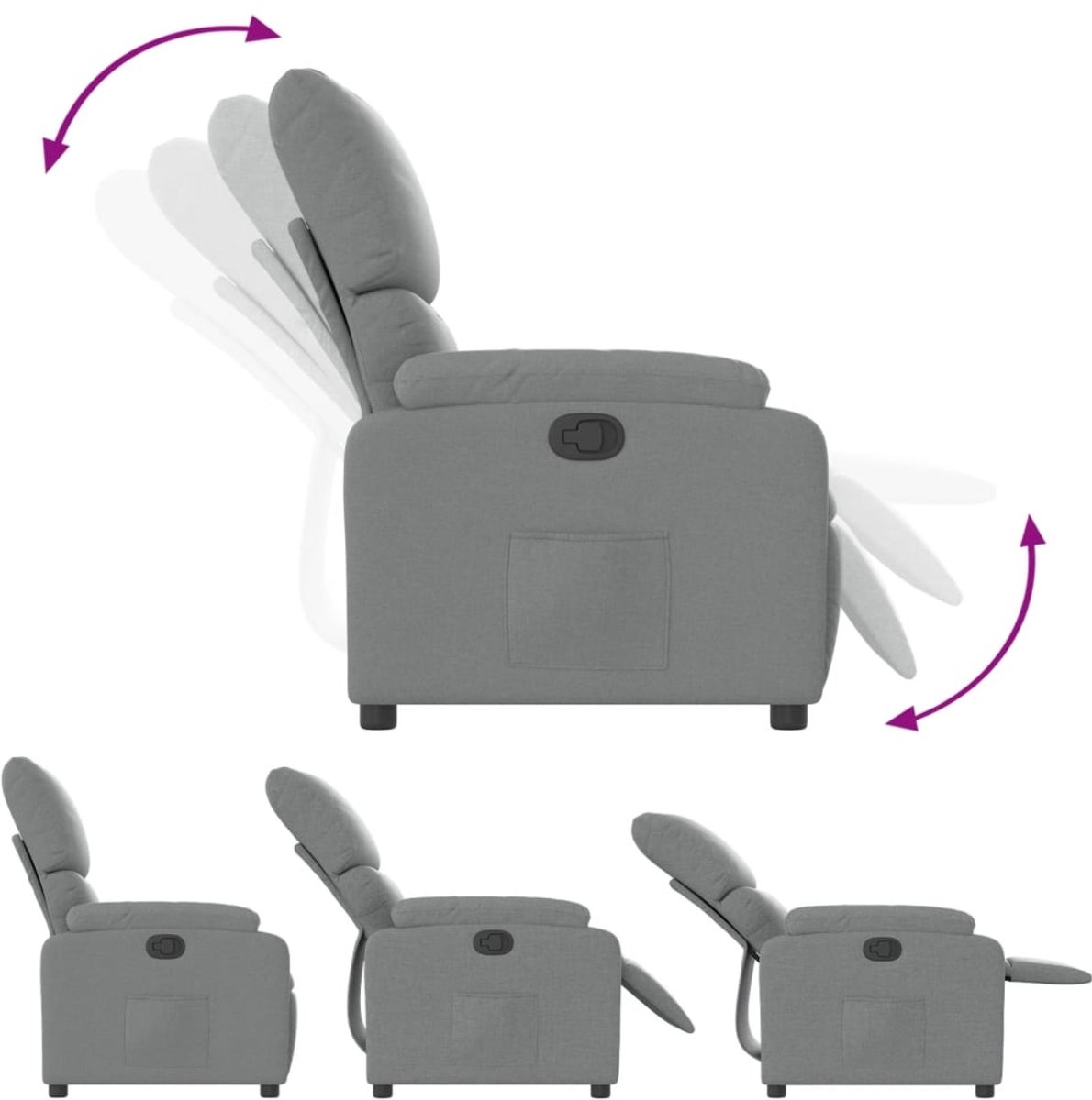 Relaxfauteuil - sta op stoel - verstelbaar - stof - lichtgrijs - Afbeelding 9