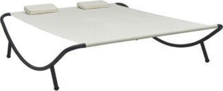 2 persoons XL zonnebed - dubbele hangmat / Loungebed - metaal met stof - crème en zwart