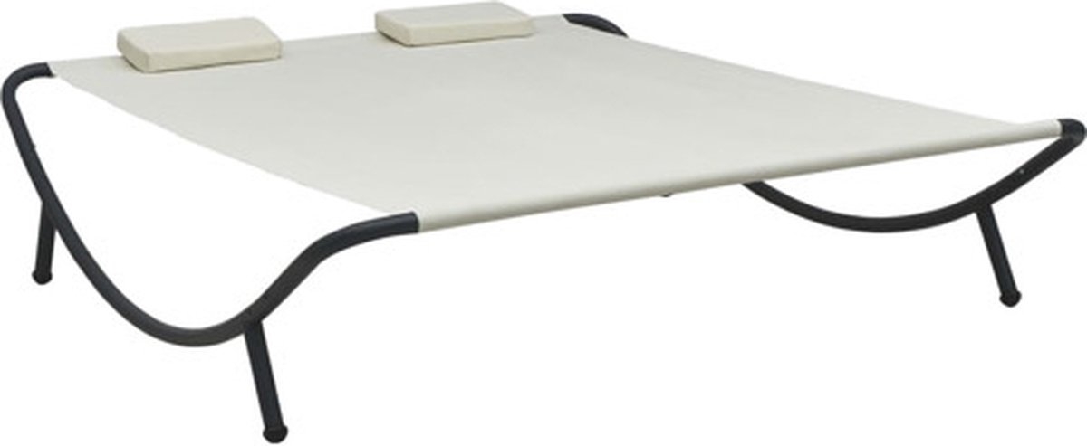 2 persoons XL zonnebed - dubbele hangmat / Loungebed - metaal met stof - crème en zwart
