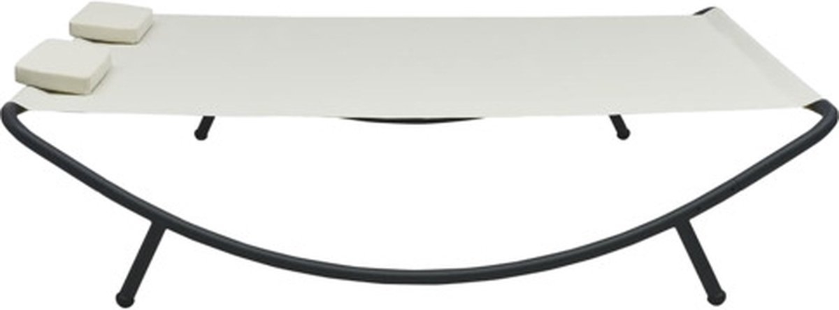 2 persoons XL zonnebed - dubbele hangmat / Loungebed - metaal met stof - crème en zwart - Afbeelding 5