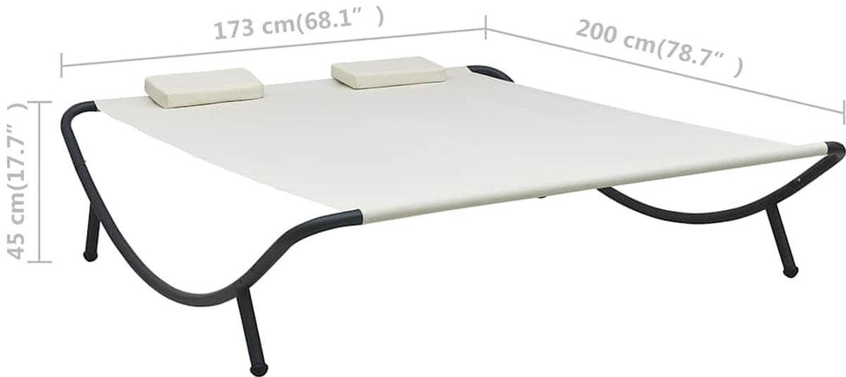 2 persoons XL zonnebed - dubbele hangmat / Loungebed - metaal met stof - crème en zwart - Afbeelding 10