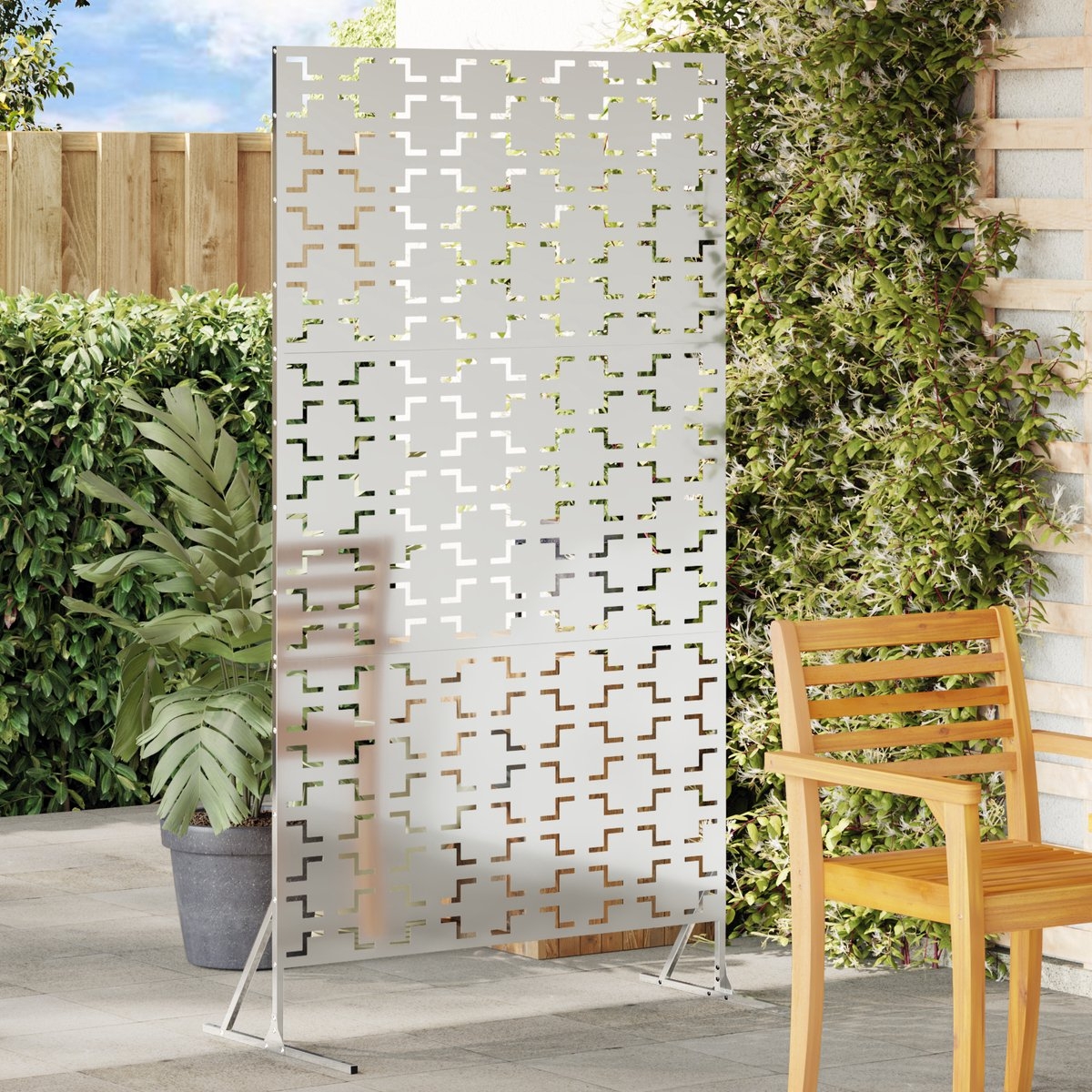 Privacyscherm - tuinafscheiding 180 cm hoog en 100 cm breed - 180x100 cm - galvaniseerd staal - zilver
