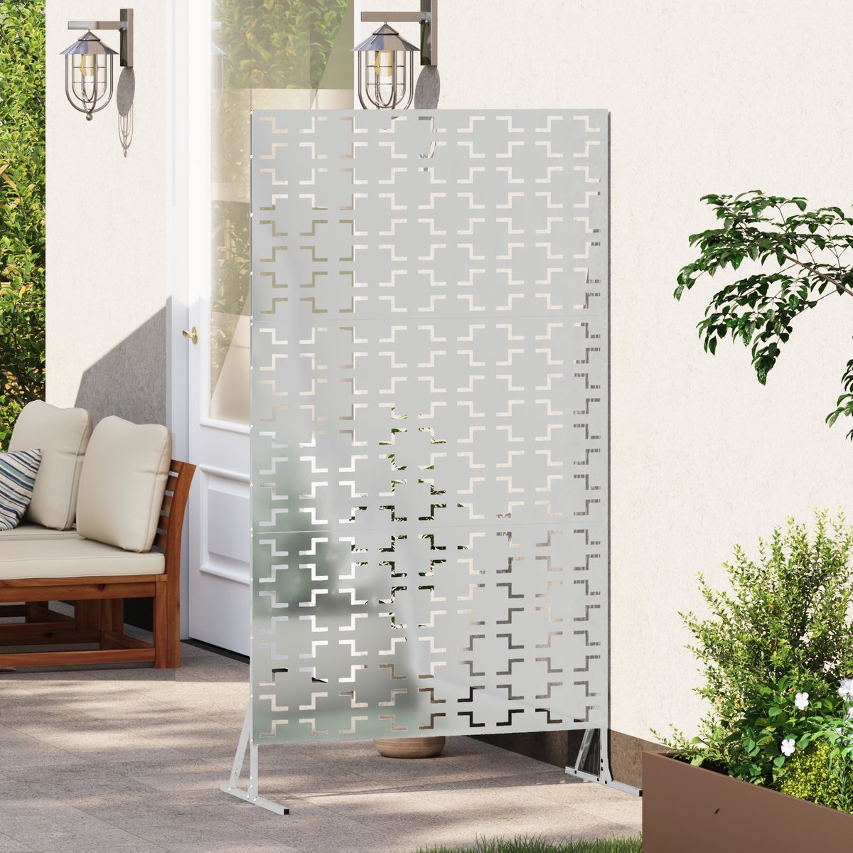 Privacyscherm - tuinafscheiding 180 cm hoog en 100 cm breed - 180x100 cm - galvaniseerd staal - zilver - Afbeelding 4
