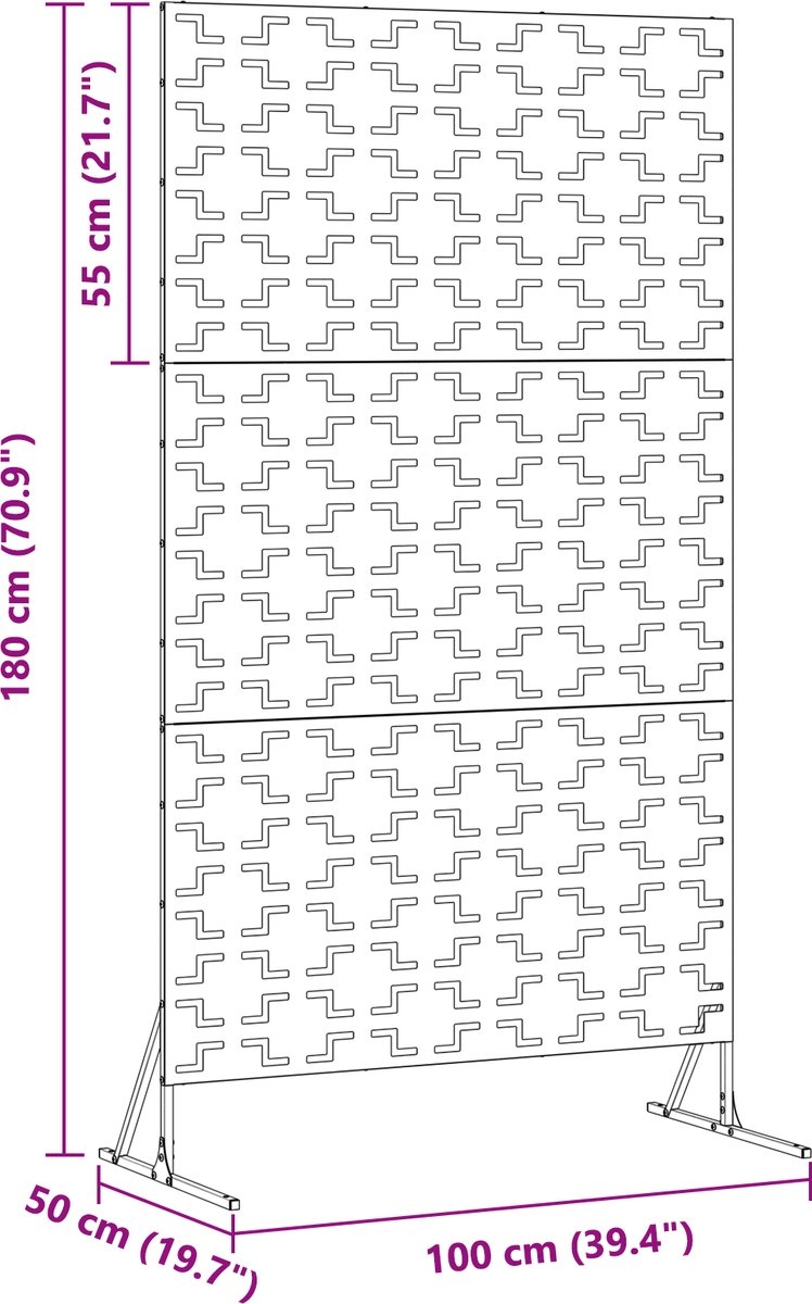Privacyscherm - tuinafscheiding 180 cm hoog en 100 cm breed - 180x100 cm - galvaniseerd staal - zilver - Afbeelding 7
