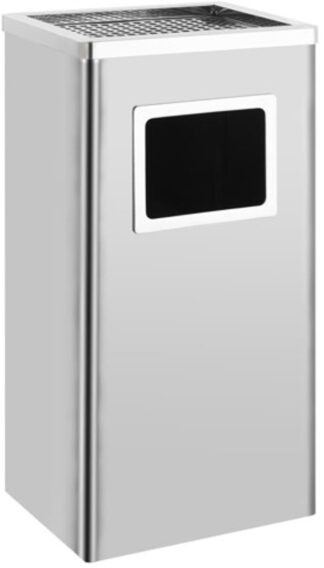 Prullenbak met asbak - afvalemmer - 45 liter - hoogte 61 cm - roestvrij - staal