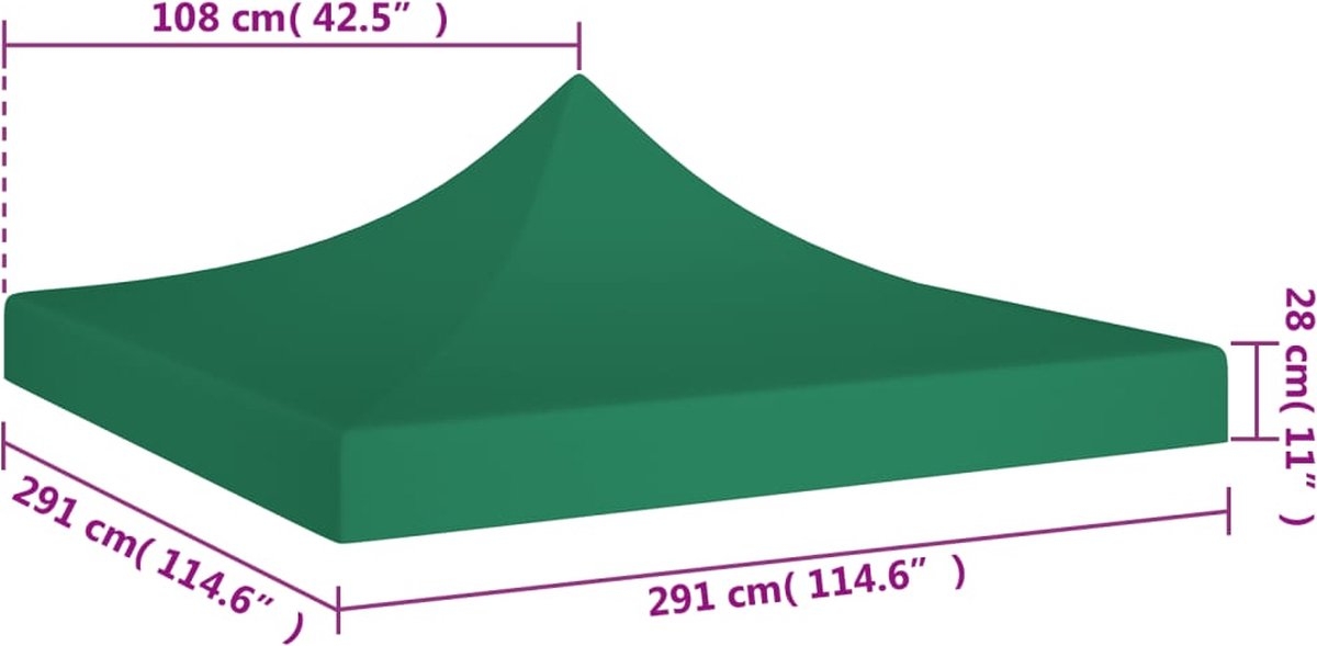 Vervangingsdak voor partytent - partytentdak - voor 3x3 meter - groen - Afbeelding 9