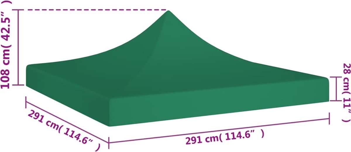 Vervangingsdak voor partytent - partytentdak - voor 3x3 meter - groen - Afbeelding 10
