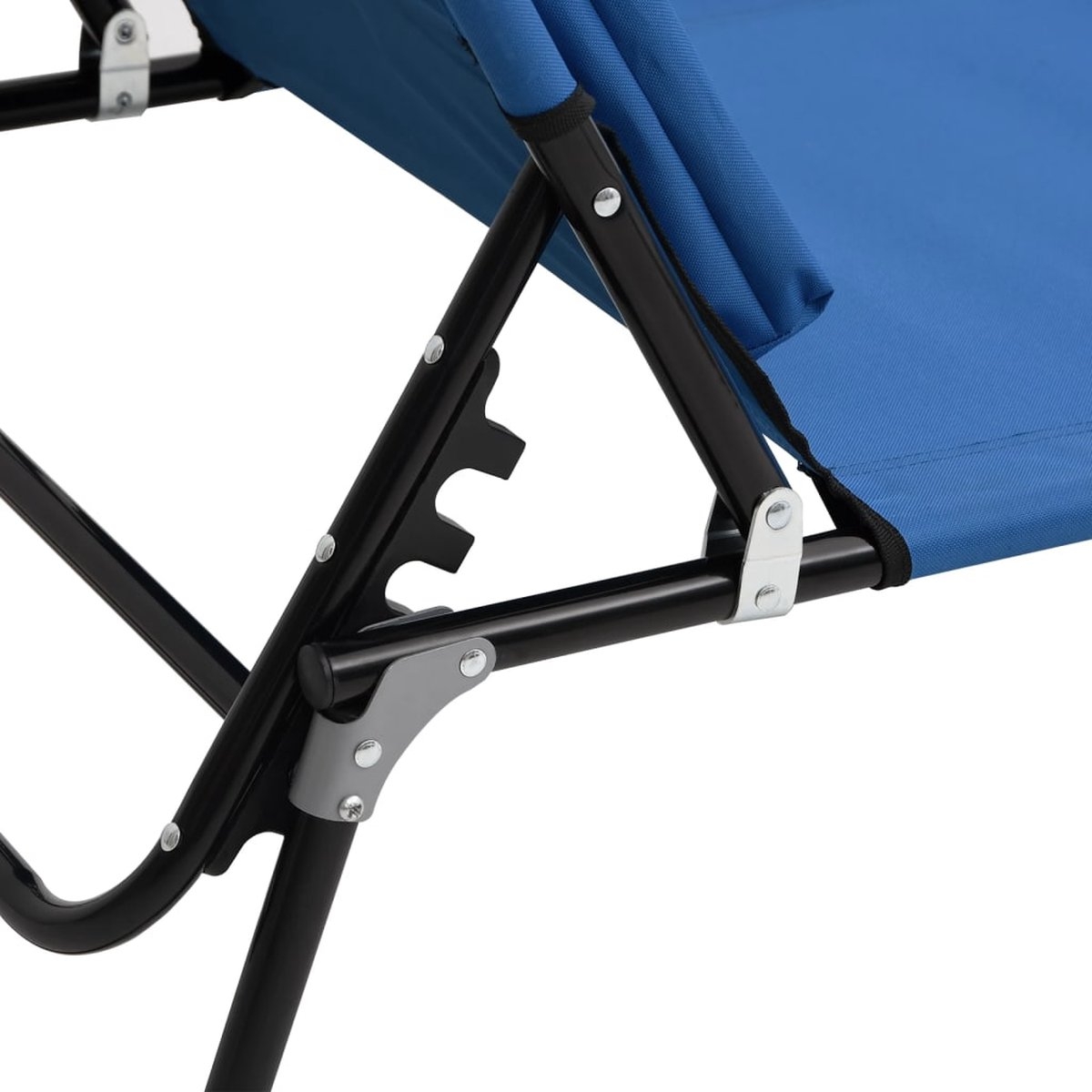 Lounegbed - zonnebed - Ligbed - 190 cm - inklapbaar - metaal met stof blauw - Afbeelding 3