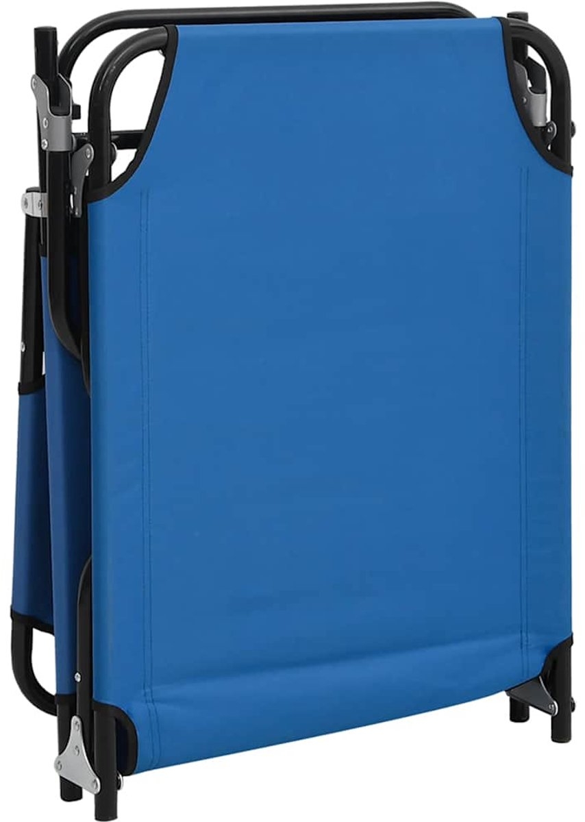 Lounegbed - zonnebed - Ligbed - 190 cm - inklapbaar - metaal met stof blauw - Afbeelding 16