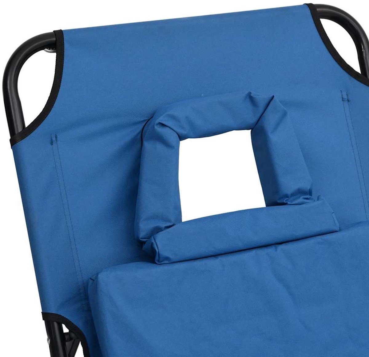 Lounegbed - zonnebed - Ligbed - 190 cm - inklapbaar - metaal met stof blauw - Afbeelding 17