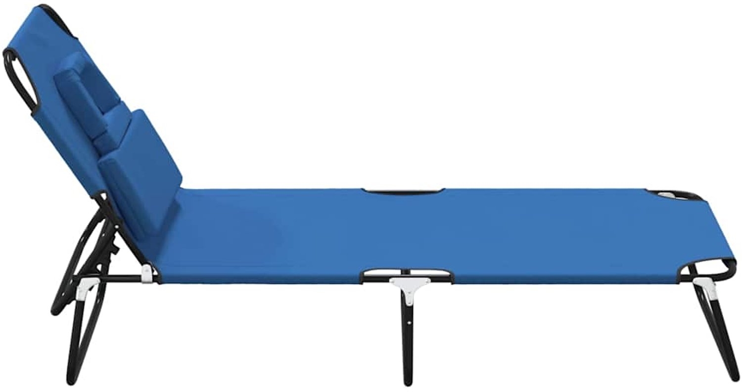 Lounegbed - zonnebed - Ligbed - 190 cm - inklapbaar - metaal met stof blauw - Afbeelding 18