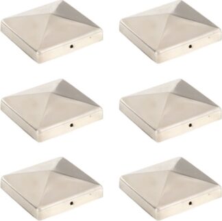 6 stuks Paalkappen -10x10 cm - paaldoppen - roestvrij staal