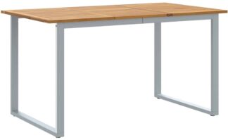 Tuintafel 140x80 cm - massief acacia hout - hout en metaal - bruin en grijs