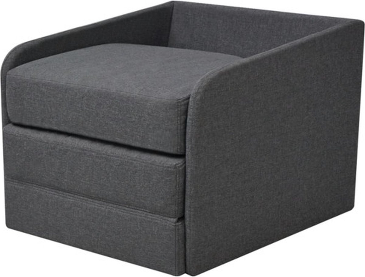 Stoel en slaapstoel - slaapbank - lengte 170 cm - uitklapbaar - stof - donkergrijs - Afbeelding 5
