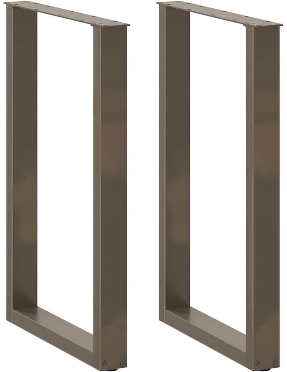 Set van 2 bartafelpoten - tafelpoten - U-vormig - 60x(90-91) cm - staal - naturel