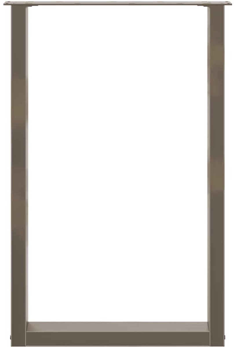 Set van 2 bartafelpoten - tafelpoten - U-vormig - 60x(90-91) cm - staal - naturel - Afbeelding 2
