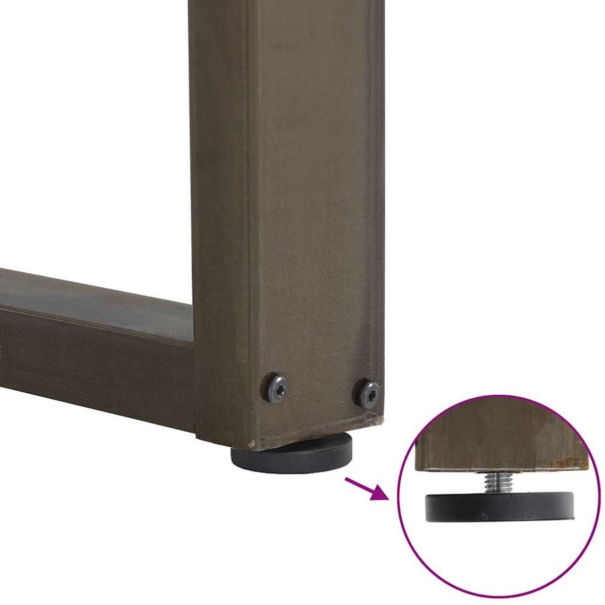 Set van 2 bartafelpoten - tafelpoten - U-vormig - 60x(90-91) cm - staal - naturel - Afbeelding 3