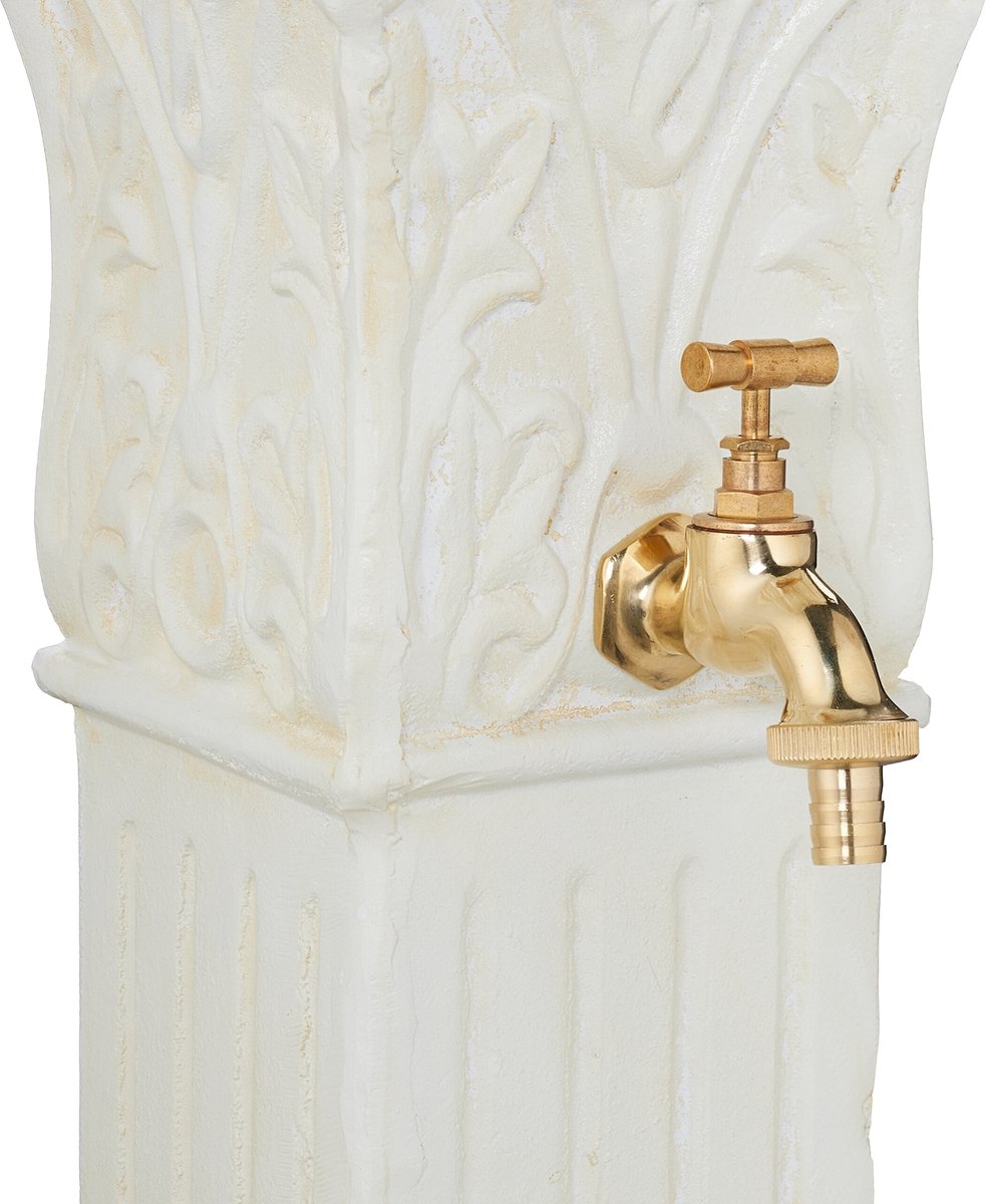 Waterzuil met kraan - hoogte 93 cm - tuinornament met buitenkraan en putje - wit - Afbeelding 7