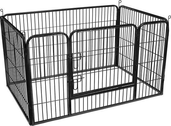 Puppyren - puppyhek - buitenverblijf voor honden - 122 x 80 x 70 cm - metaal - zwart - PPK04B - Afbeelding 8