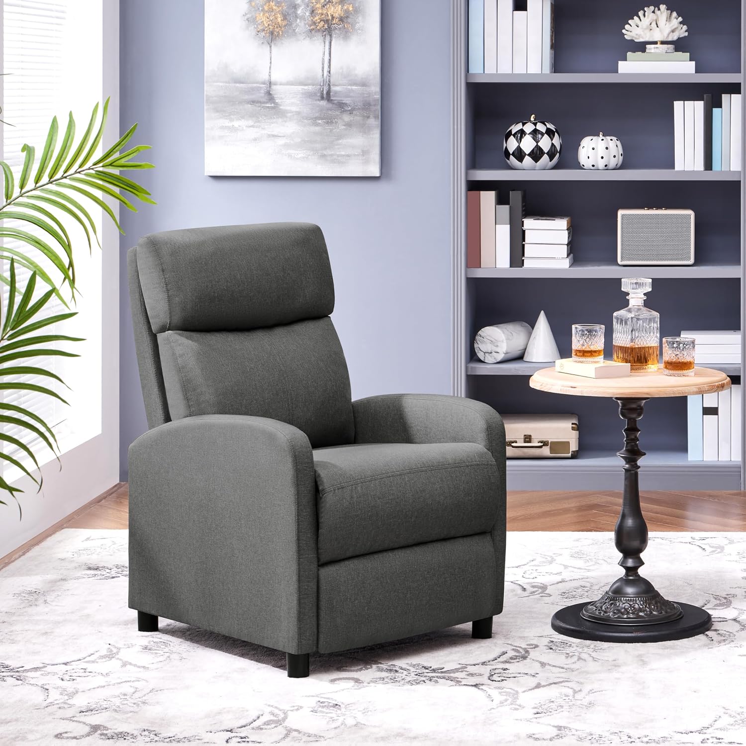 Relaxfauteuil - tv-stoel - met verstelbare voetensteun en rugleuning - grijs - Afbeelding 2