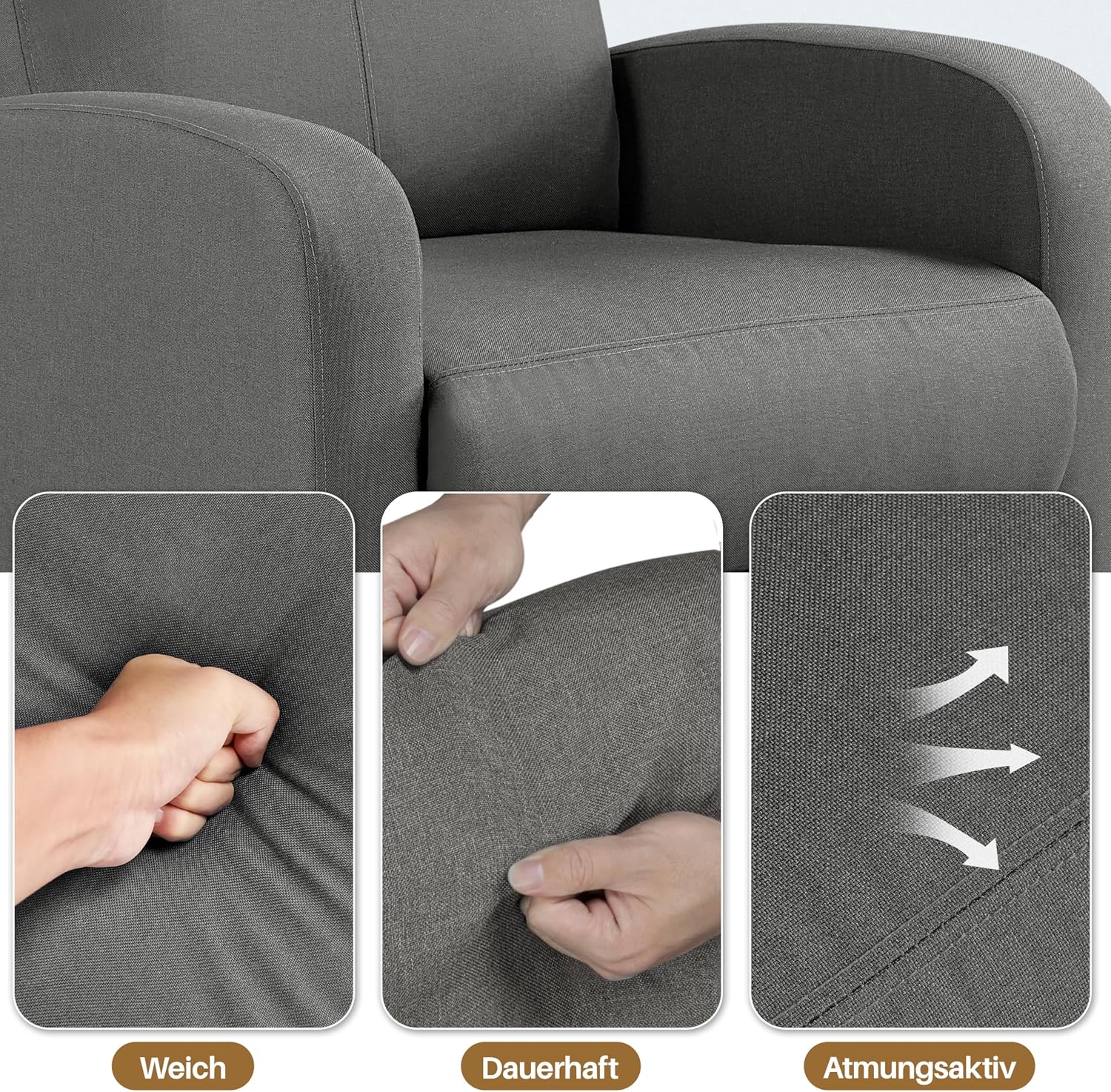 Relaxfauteuil - tv-stoel - met verstelbare voetensteun en rugleuning - grijs - Afbeelding 6