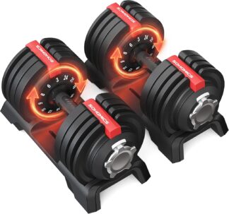 Instelbare dumbbellset - maximaal 48 kg - 2x24 kg - 12 standen - met opbergstandaards - voor fitness en krachttraining thuis